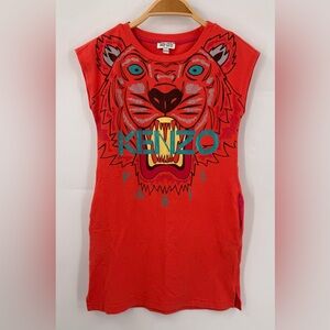 Kenzo Red Girls Dress Size 8Years T-shirt Dress Cotton Pockets